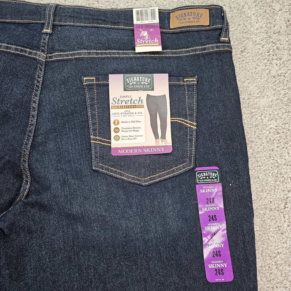 New Signature by Levi Strauss & Co Modern Skinny Jeans Dark Wash Womens Size 24S